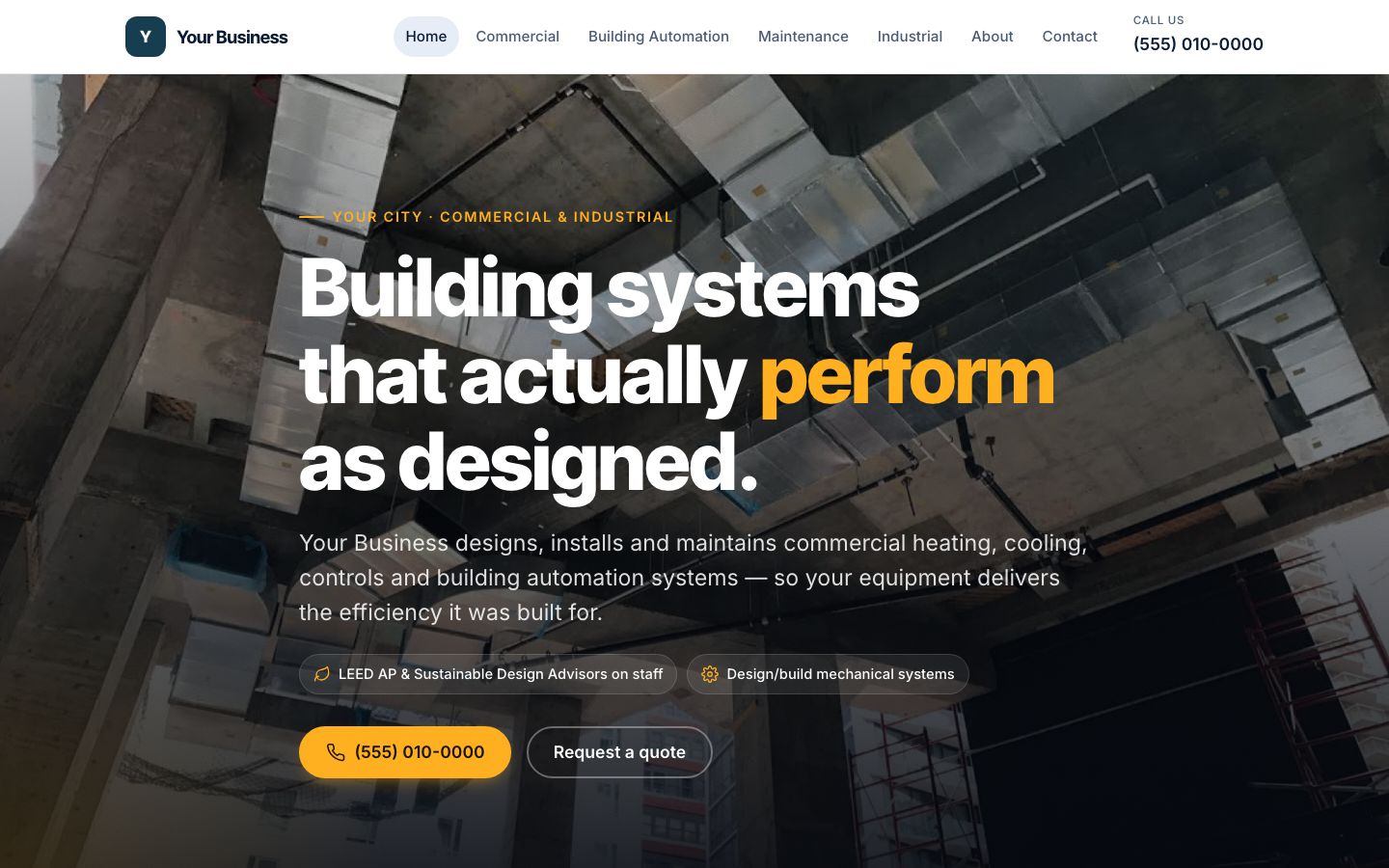 New website for a commercial HVAC contractor