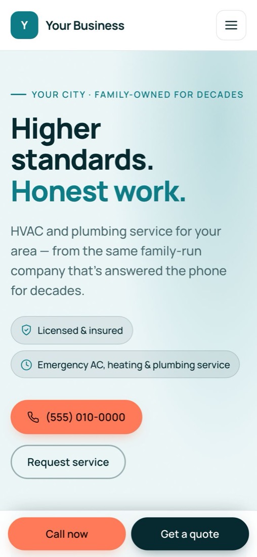 New website on a phone