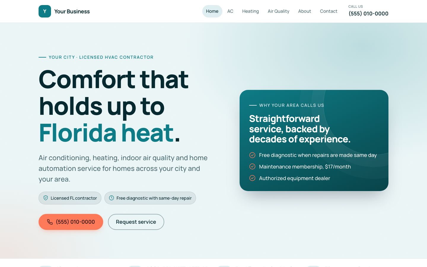 Website we built for a residential hvac contractor in Central Florida