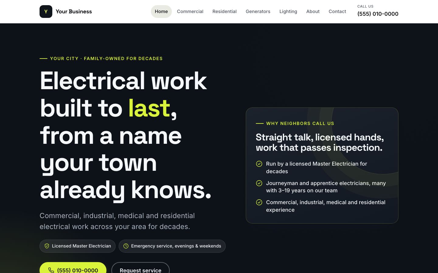 Website rebuild for an electrical contractor